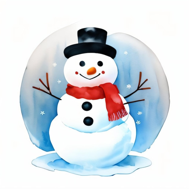 Watercolor Christmas Snowman Clipart