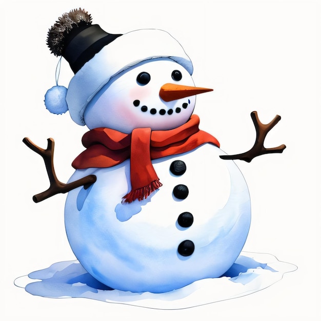 Watercolor Christmas Snowman Clipart