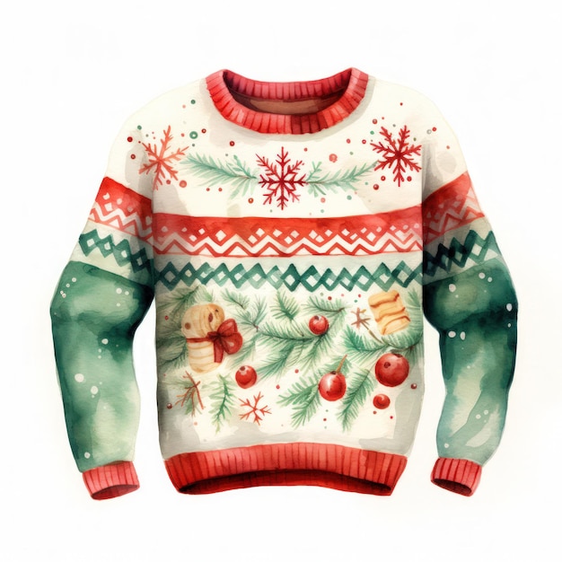 watercolor Christmas sweater isolated