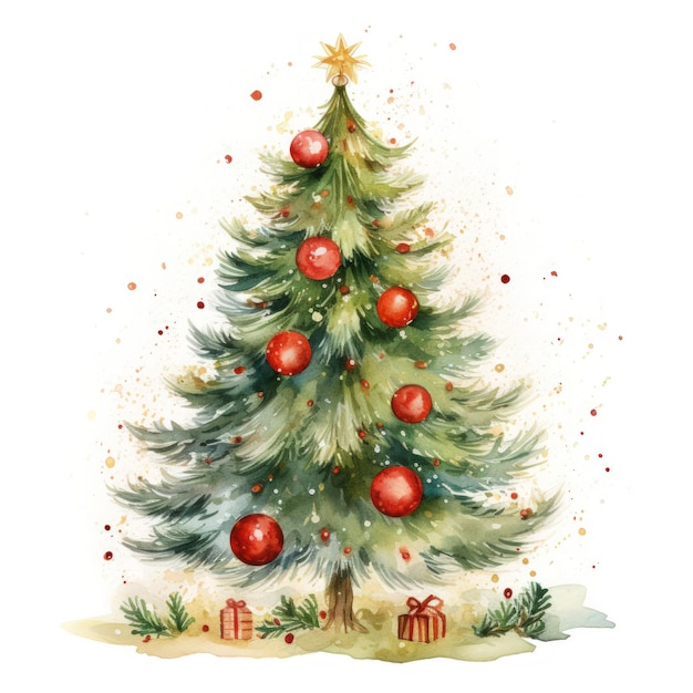 watercolor Christmas tree isolated