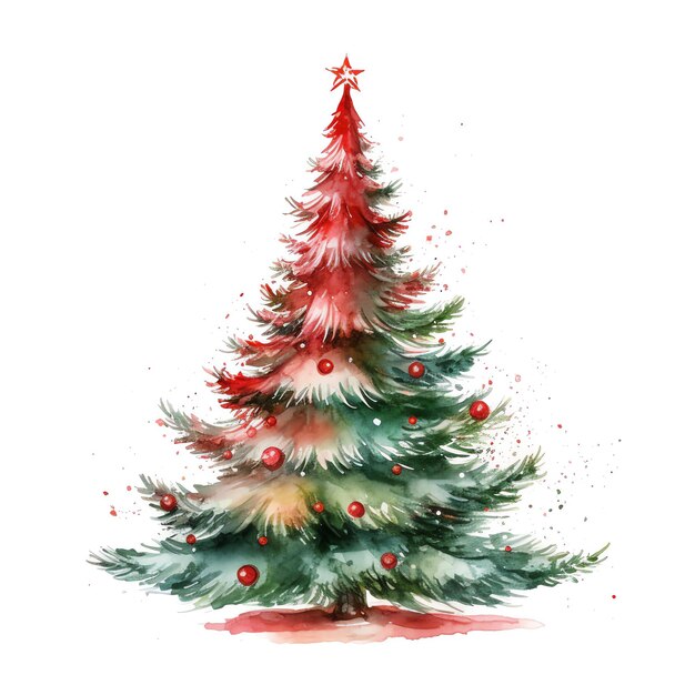 Photo a watercolor of a christmas tree