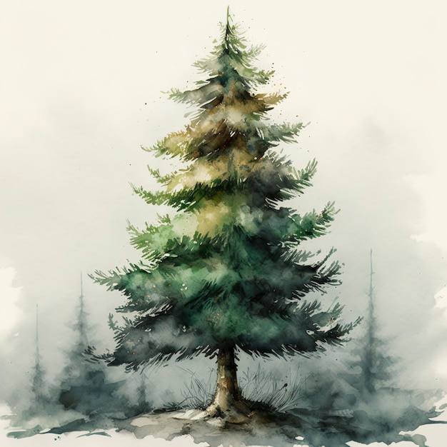 Watercolor Christmas tree