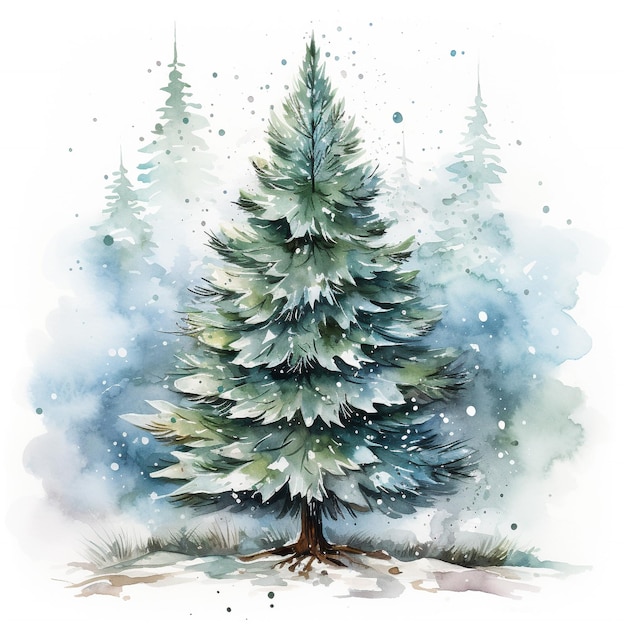 Watercolor Christmas Tree