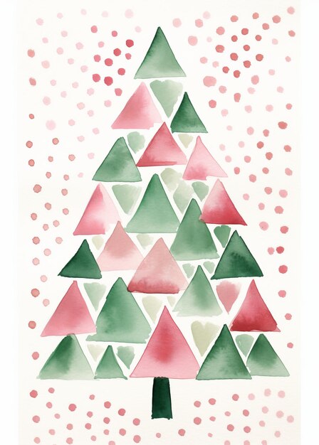 Photo watercolor christmas trees seamless pattern handdrawn watercolor illustration