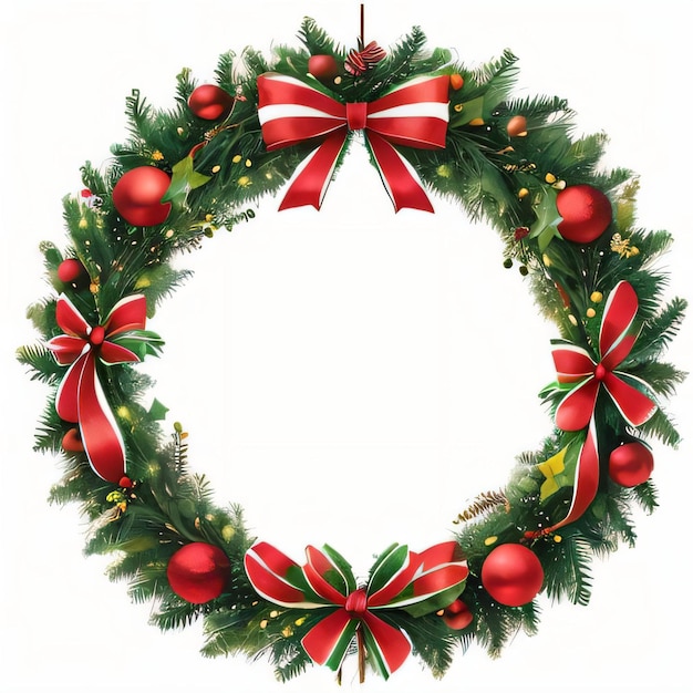 Watercolor Christmas Wreath Clipart Background