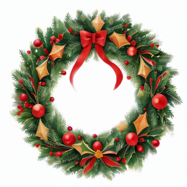 Watercolor Christmas Wreath Clipart Background