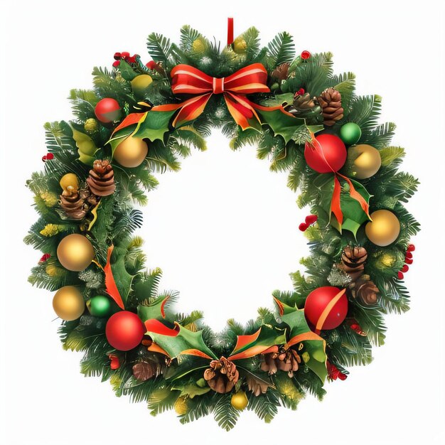 Watercolor Christmas Wreath Clipart Background