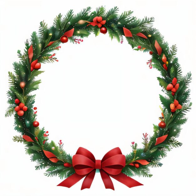 Watercolor Christmas Wreath Clipart Background