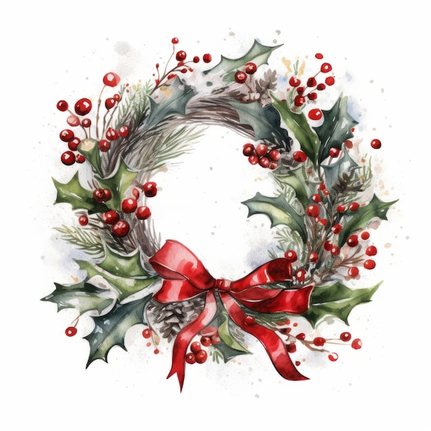 watercolor christmas wreath clipart