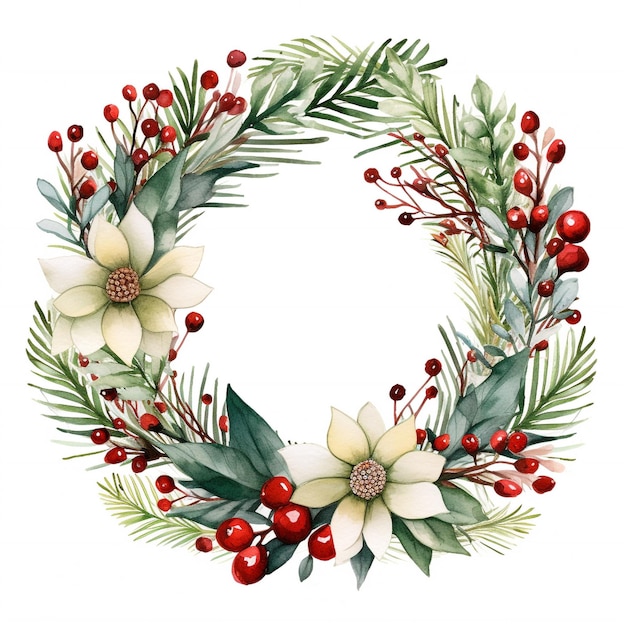 Watercolor Christmas Wreath