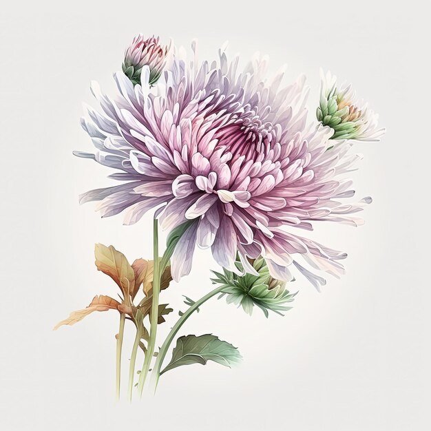 Watercolor chrysanthemums illustration Flowers clipart Ai generated