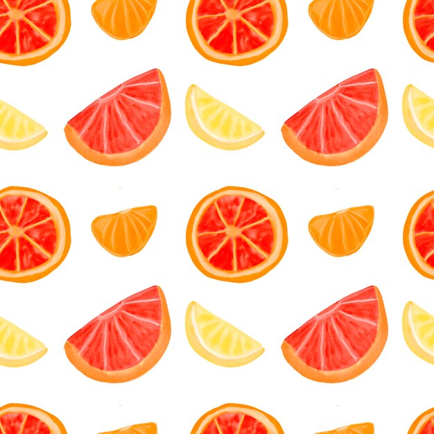 Watercolor citrus seamless pattern Summer fresh watercolor pattern with citrus Grapefruit lemon