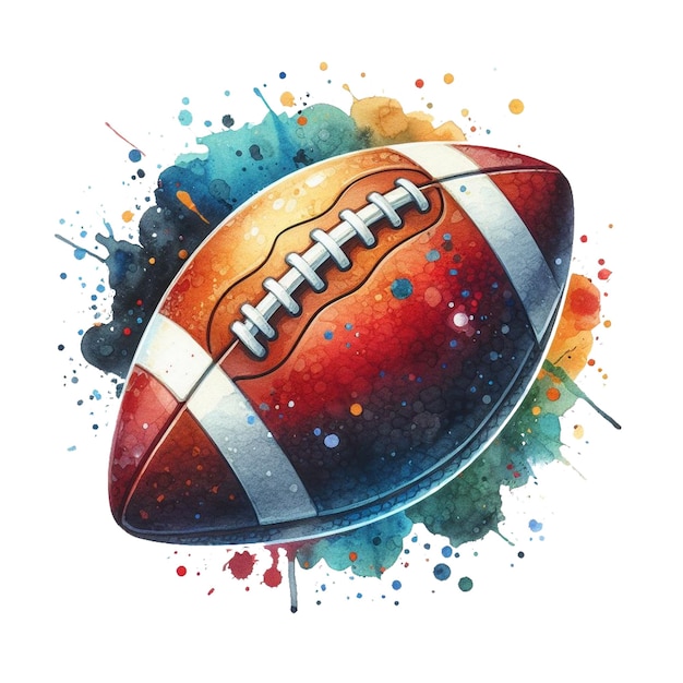 A watercolor clip art American Football
