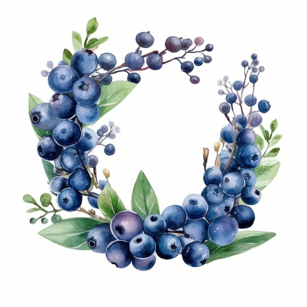 watercolor clipart blueberry