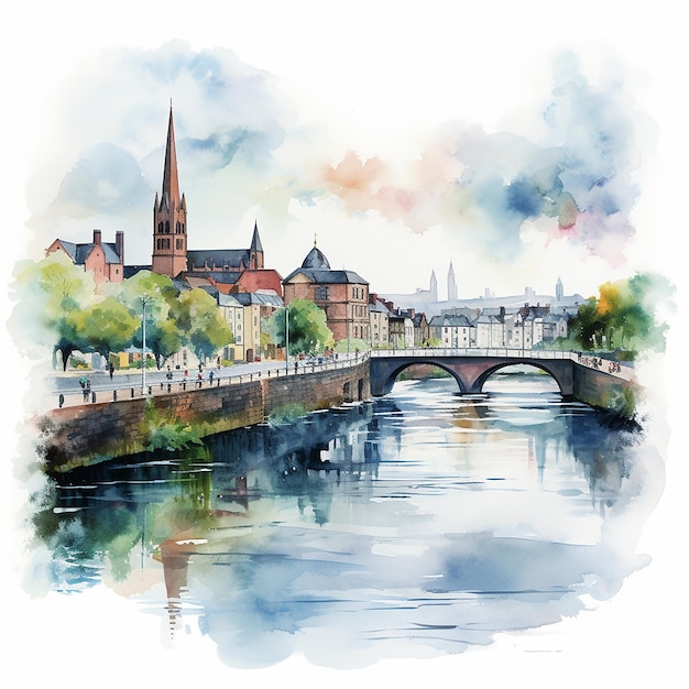 Photo watercolor clipart of falkirk scotland