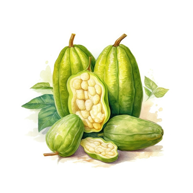 Watercolor Clipart Mouthwatering Chayote