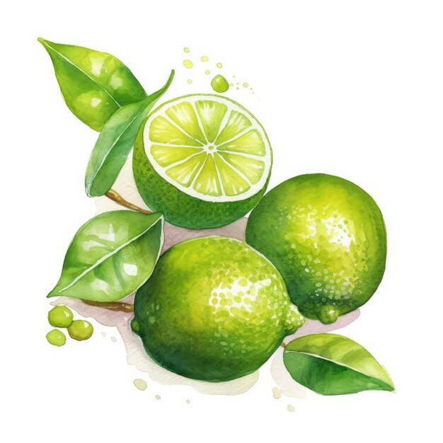 Watercolor Clipart Mouthwatering Lime