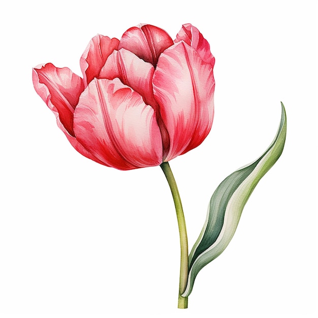 Watercolor Clipart of One Tulip