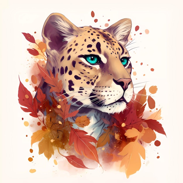 A watercolor clipart painting of a cheetah