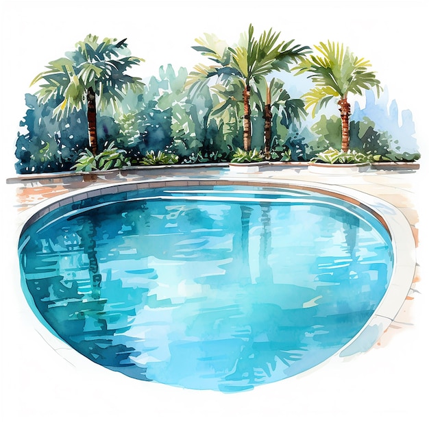 Photo watercolor clipart swimming pool