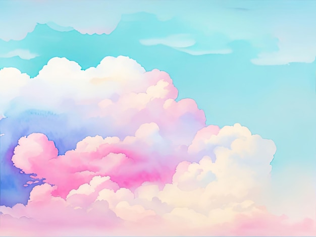 Watercolor cloud background Vibrant colors pastel tone