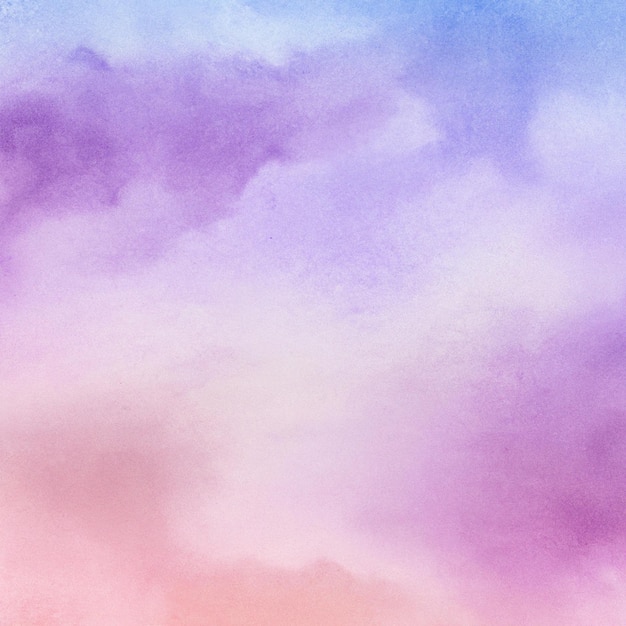 パステル カラーの背景に水彩の雲