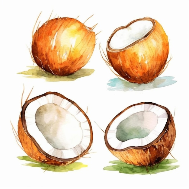 Photo watercolor coconut illustration