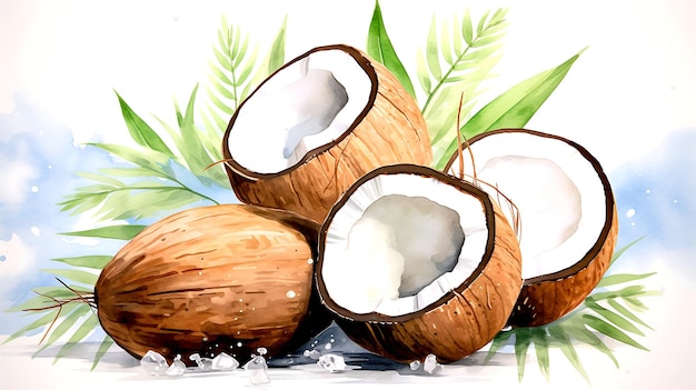 Watercolor coconut