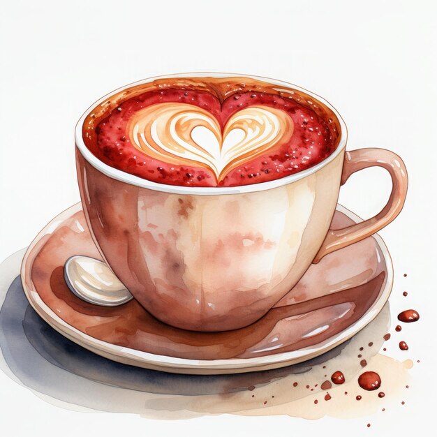 Foto acquerello coppa da caffè valentino sublimazione illustrazione generativa ai