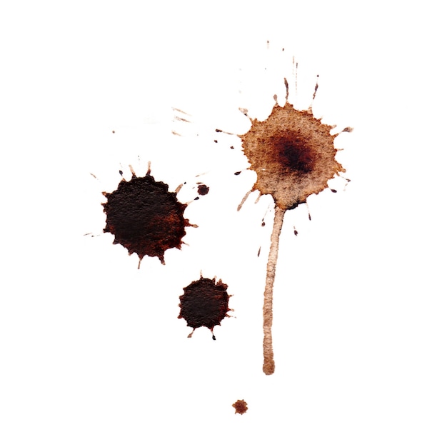 Watercolor coffee stains on white surface