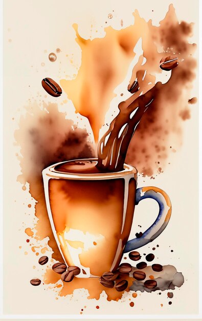 Photo watercolor coffee