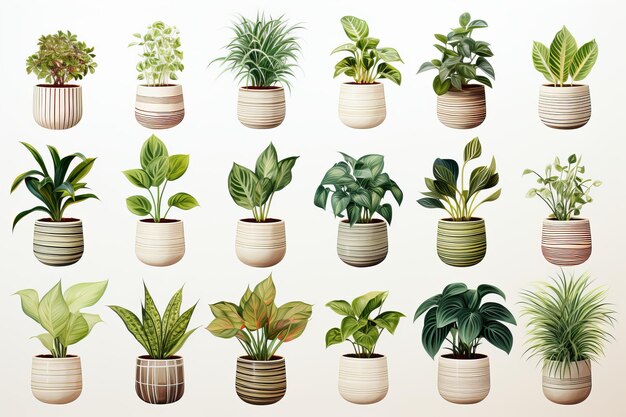 사진 비 에 있는 아름다운 식물 들 의 수채화 컬렉션