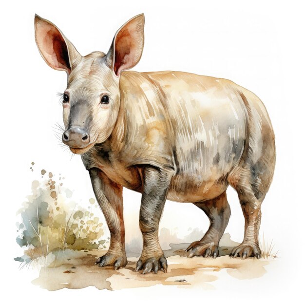 Watercolor Colorful Aardvark Illustration Generative Ai