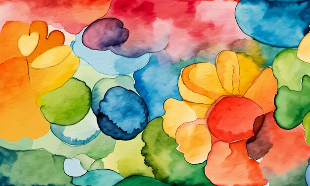 Watercolor colorful abstract painting illustration cartoon style wallpaper background design