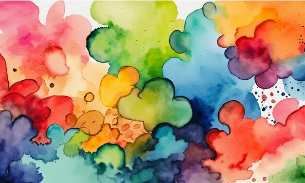 Watercolor colorful abstract painting illustration cartoon style wallpaper background design