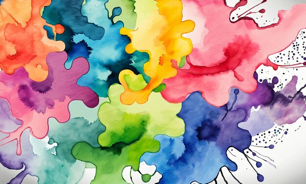 Watercolor colorful abstract painting illustration cartoon style wallpaper background design