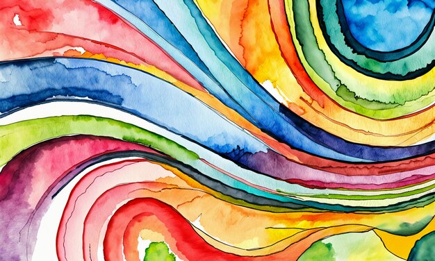 Watercolor colorful abstract painting illustration cartoon style wallpaper background design