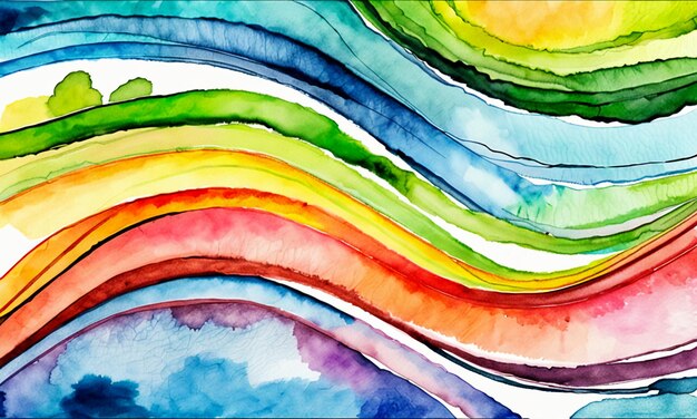 Watercolor colorful abstract painting illustration cartoon style wallpaper background design