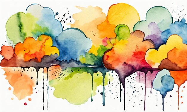 Watercolor colorful abstract painting illustration cartoon style wallpaper background design