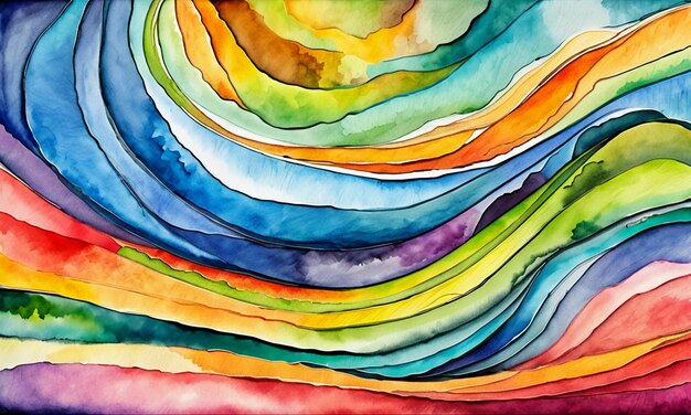 Watercolor colorful abstract painting illustration cartoon style wallpaper background design