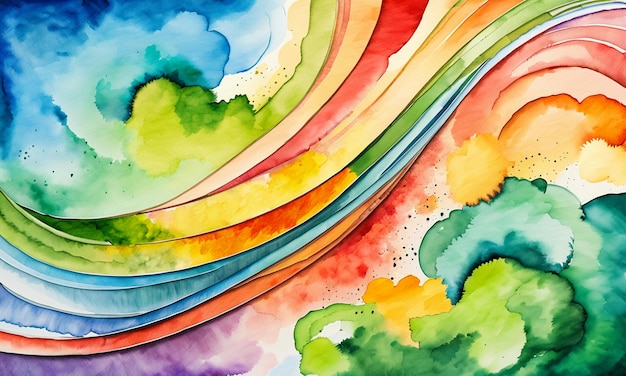 Watercolor colorful abstract painting illustration cartoon style wallpaper background design