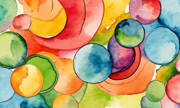 Watercolor colorful abstract painting illustration cartoon style wallpaper background design