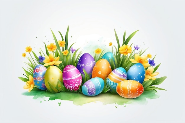 Watercolor Colorful Easter Day Egg Background