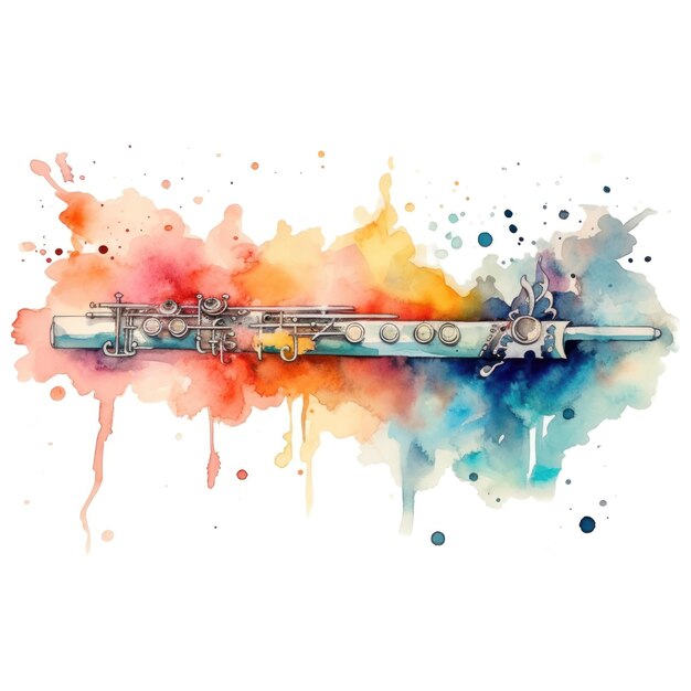 Photo watercolor colorful illustration artwork instrument