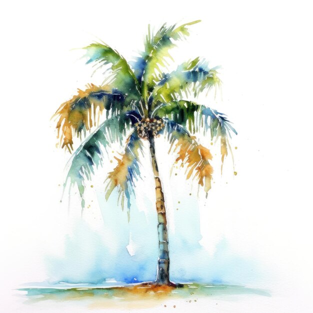 Watercolor Colorful Illustration Artwork Palm Tree