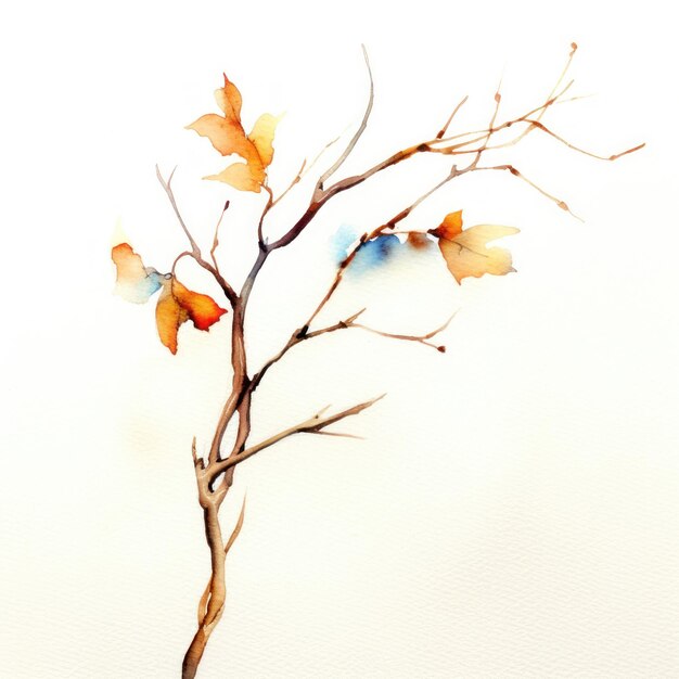 Watercolor Colorful Illustration Artwork Twig Branch