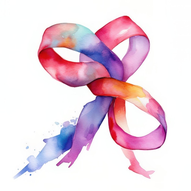 Watercolor colorful ribbons Hand painted illustration isolated on white background