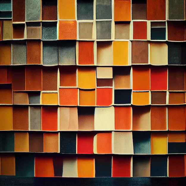 Premium Photo Watercolor colors, colorful boxes, wall of square