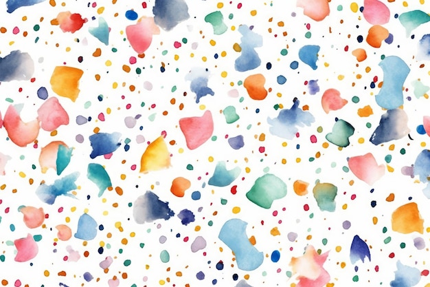 Акварельные конфетти ярких цветов на белом фоне, созданные AI