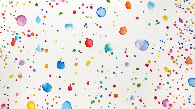 Watercolor confetti on white background actual rainbow colored dots